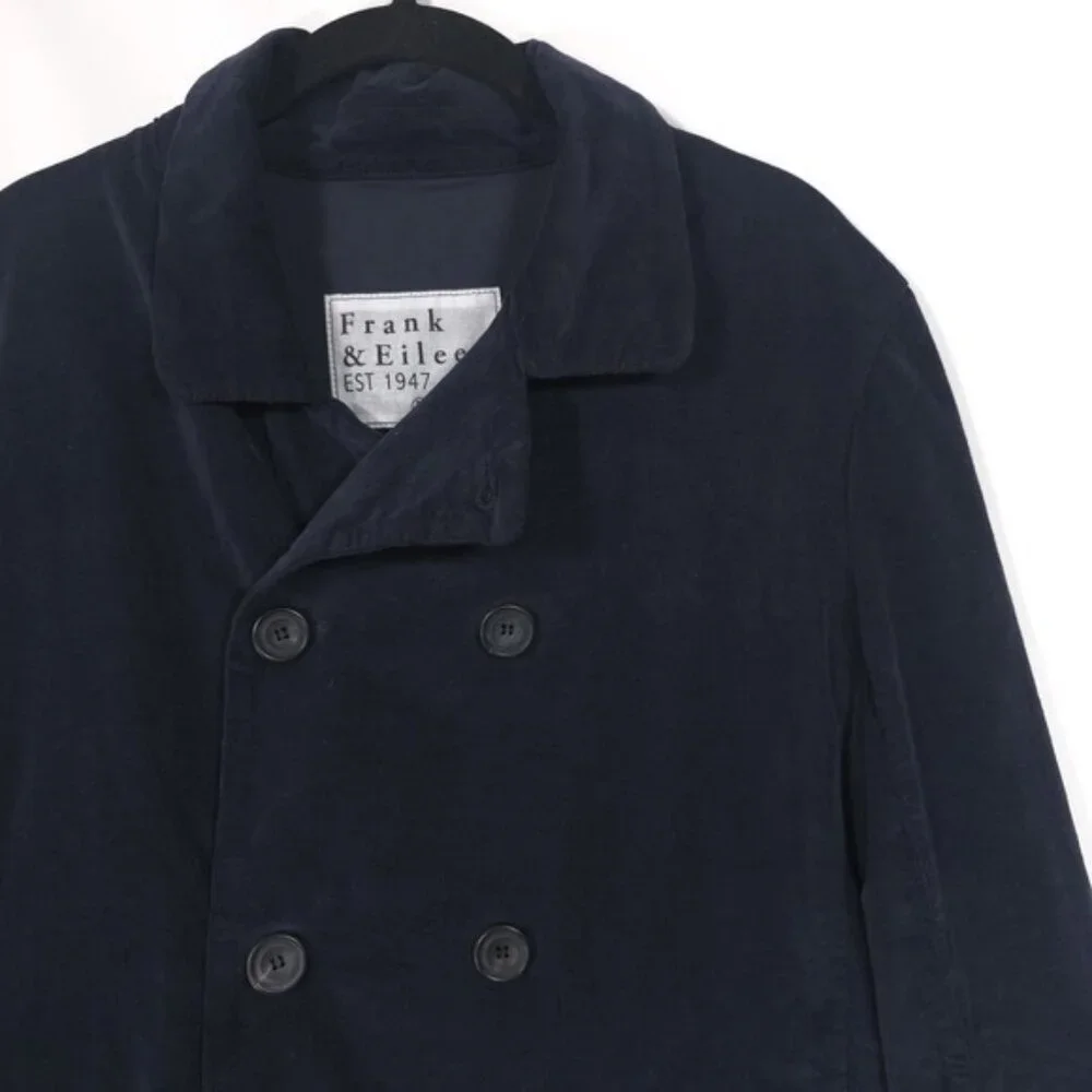 Frank & Eileen Women Belfast Performance Corduroy Peacoat Jacket LARGE Navy Blue